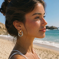 Two-Tone Sculpted Hoop Earrings product view 2