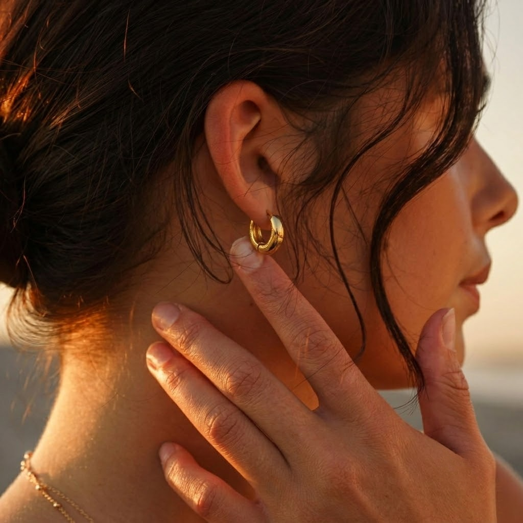 Chunky Mini Hoop Earrings product view 2