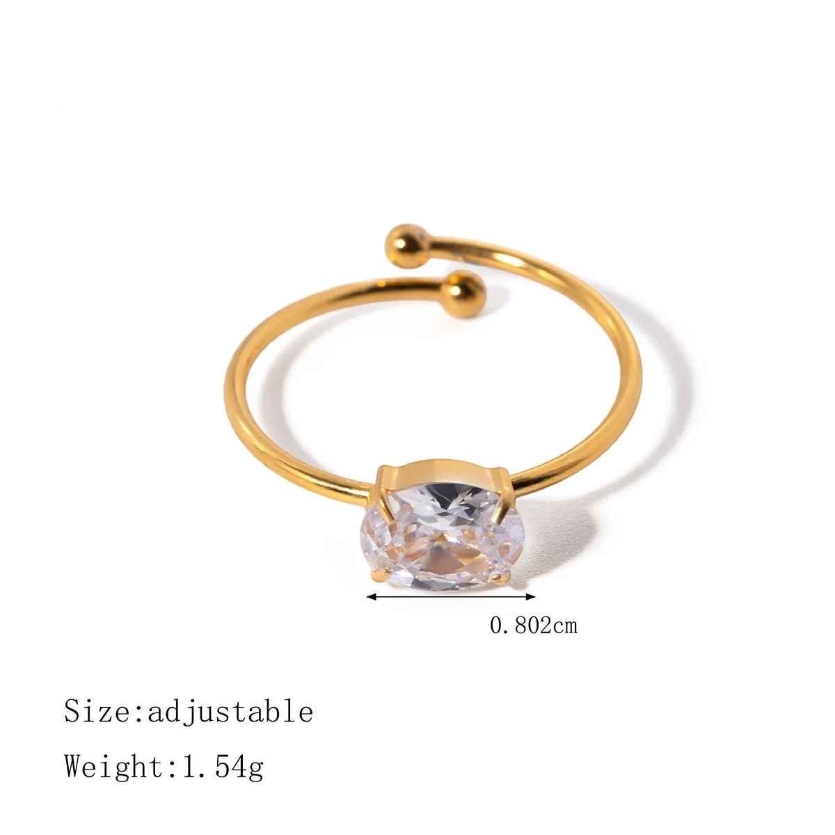 Oval Color-Stone Open Ring - view 10