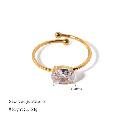 Oval Color-Stone Open Ring - view 10