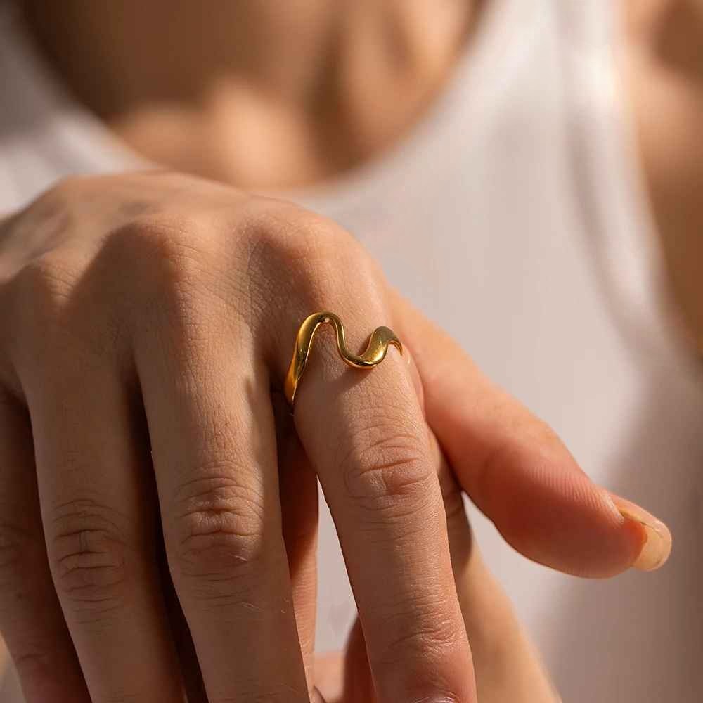 Sculpted Wave Open Ring - view 3