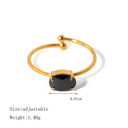 Oval Color-Stone Open Ring - view 9