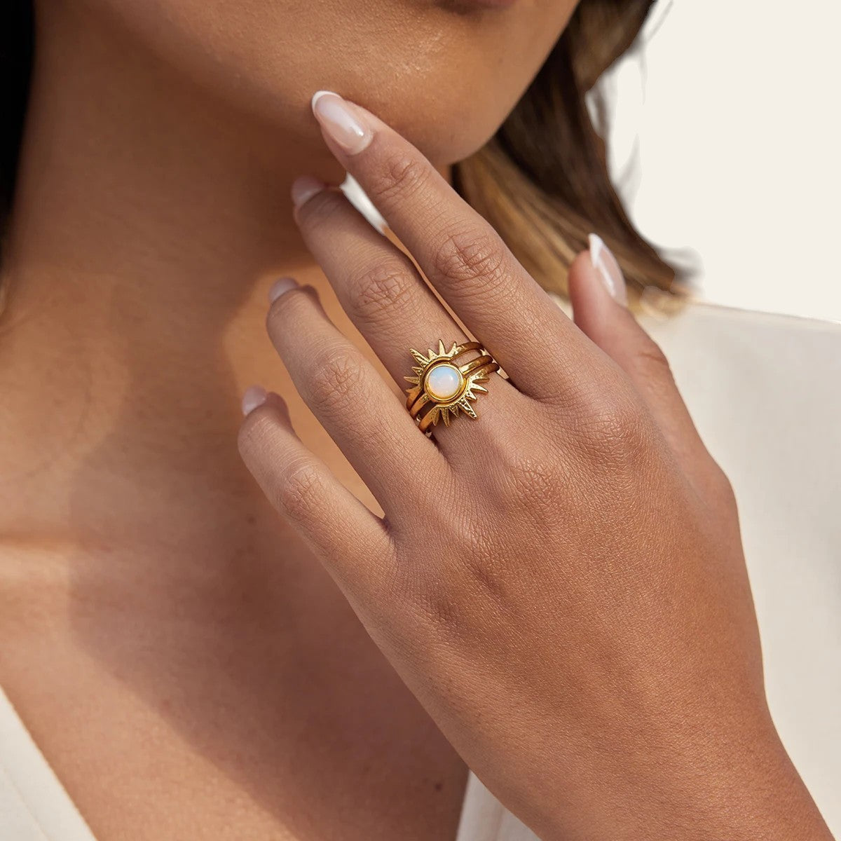 Sunburst Opal Stack Ring Set - view 3