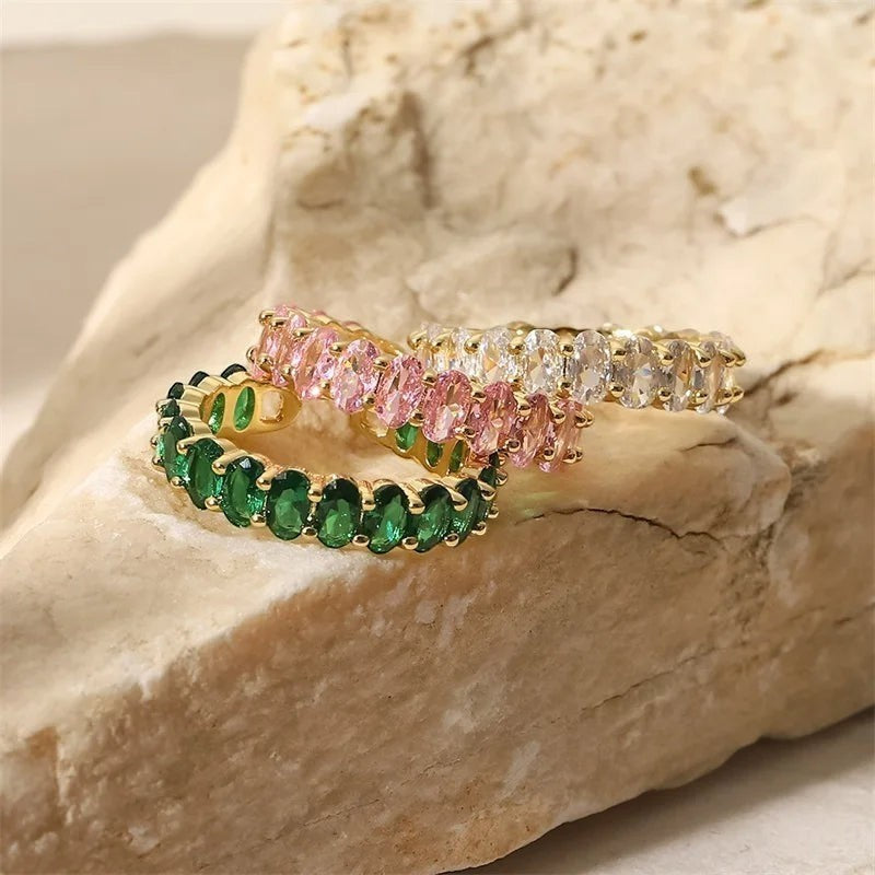 Tri-Color Crystal Open Ring - view 7