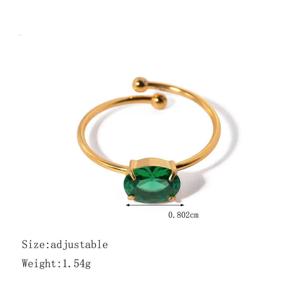 Oval Color-Stone Open Ring - view 8