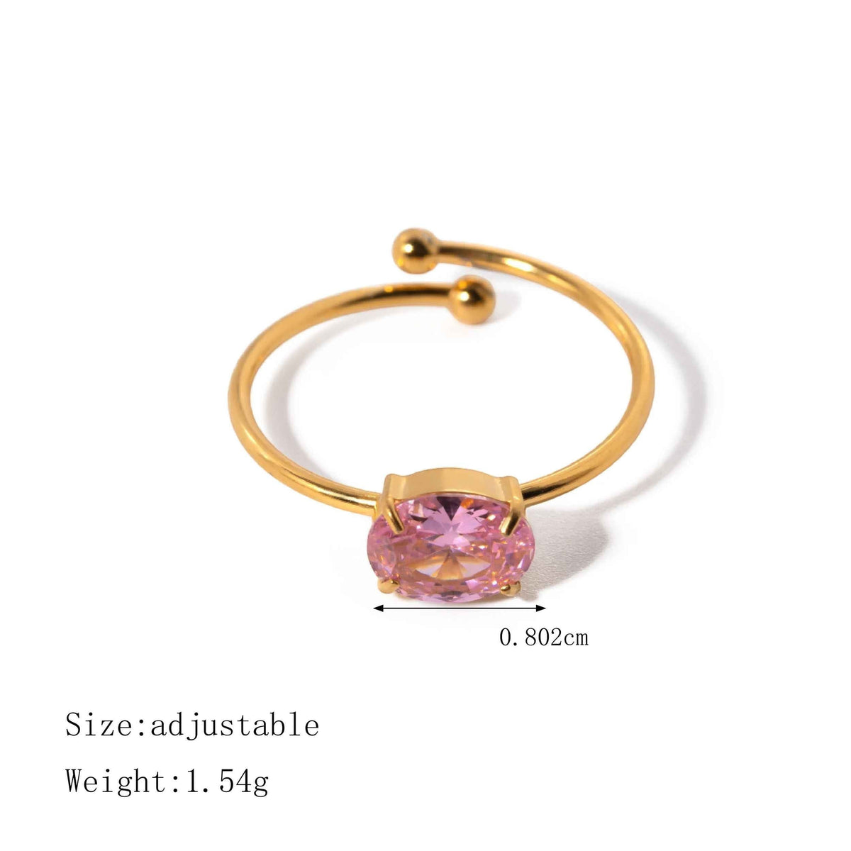 Oval Color-Stone Open Ring - view 7