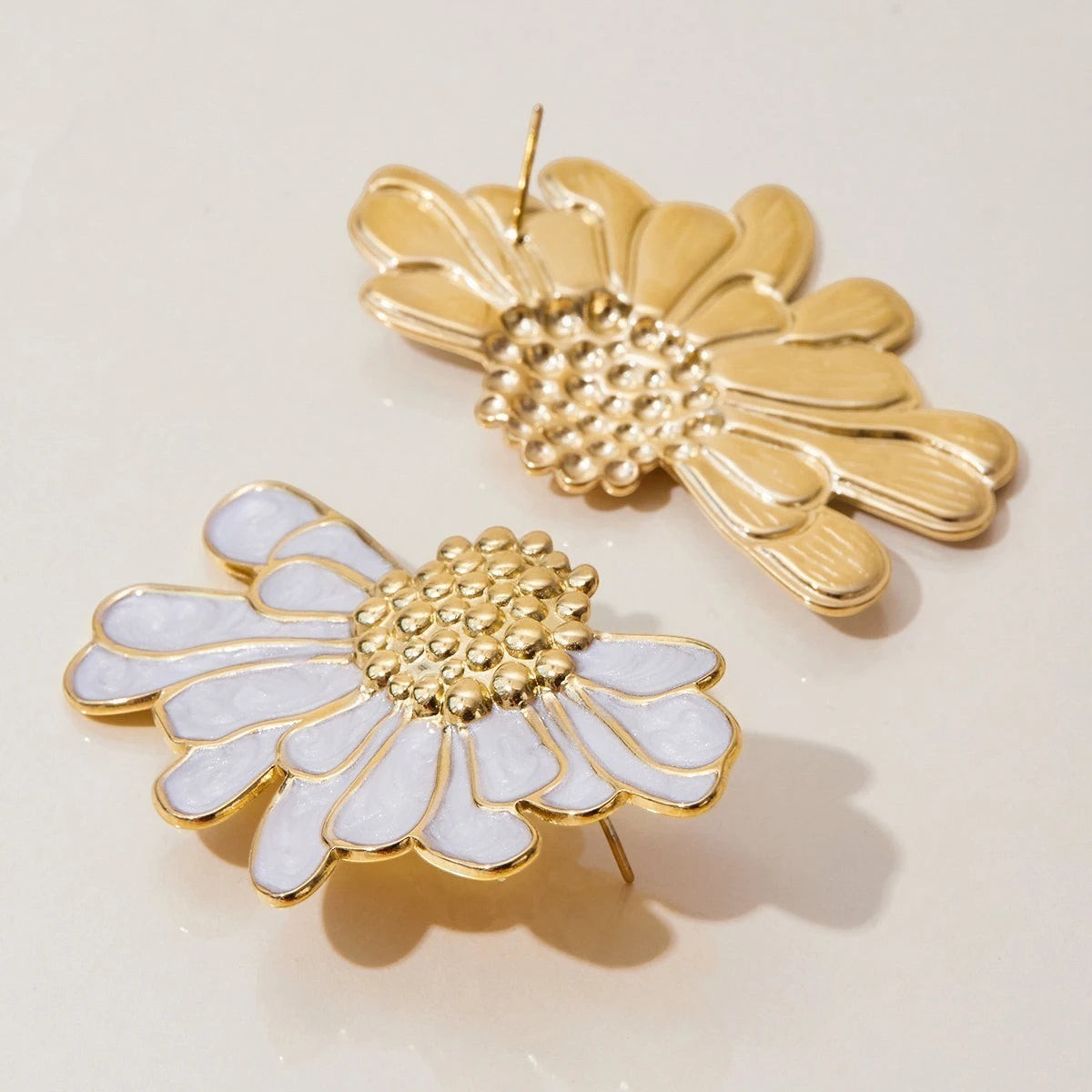 Pink & White Floral Stud Earrings product view 9