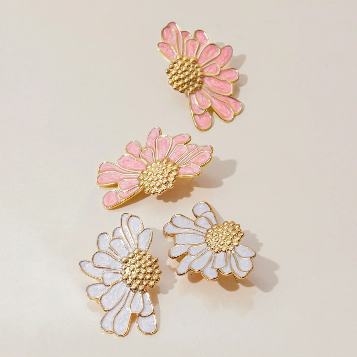 Pink & White Floral Stud Earrings product view 8