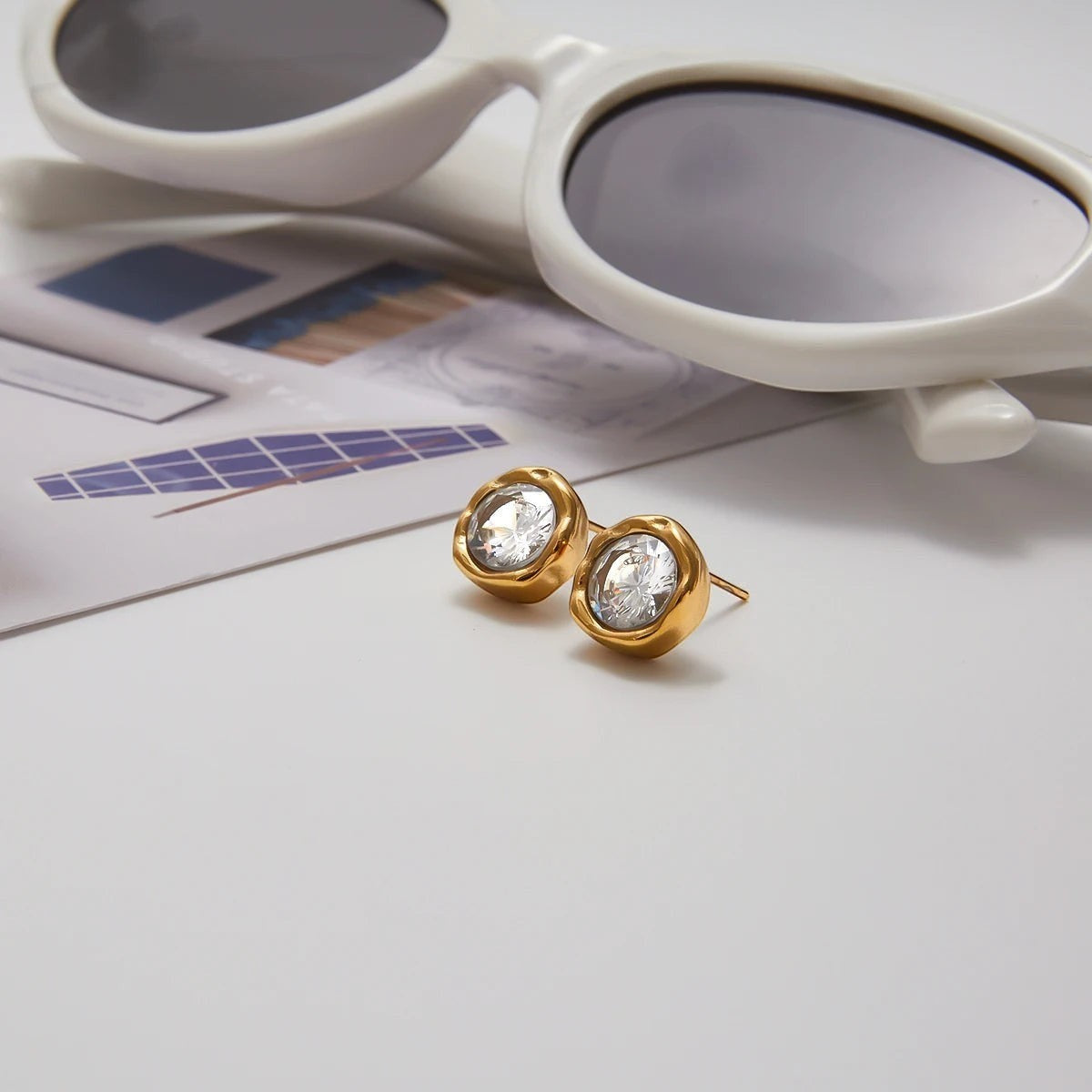 Round Zircon Stud Earrings product view 5