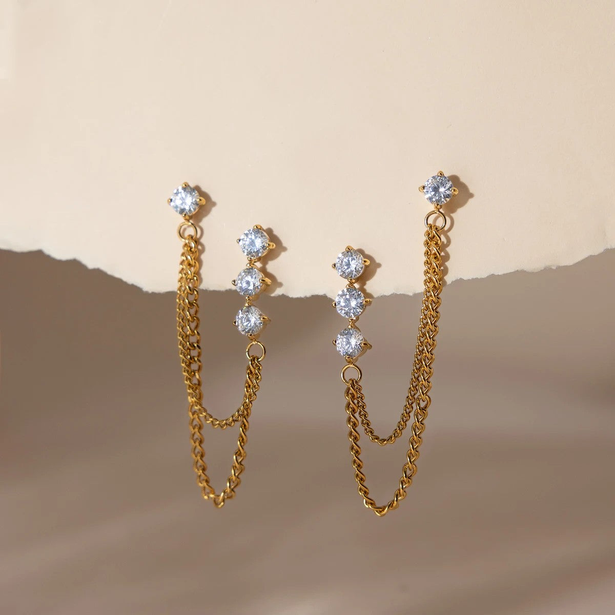 Zircon Chain Drop Earrings product view 6