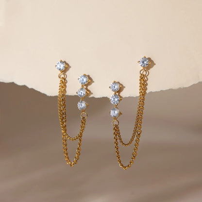 Zircon Chain Drop Earrings product view 6