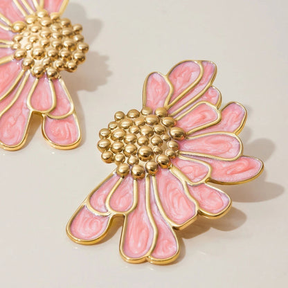 Pink & White Floral Stud Earrings product view 6