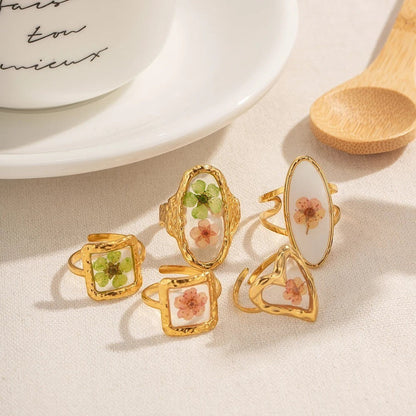 Pressed Blossom Resin Ring - view 4