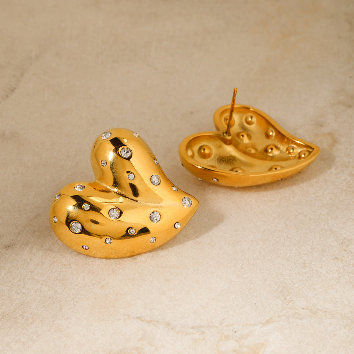 Heart Zircon Stud Earrings product view 5