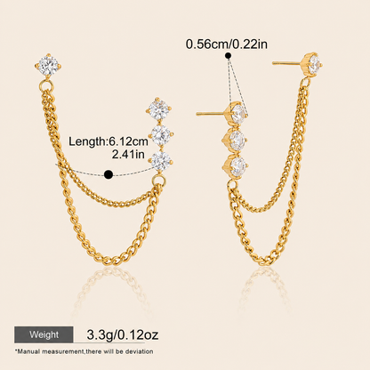 Zircon Chain Drop Earrings product view 4