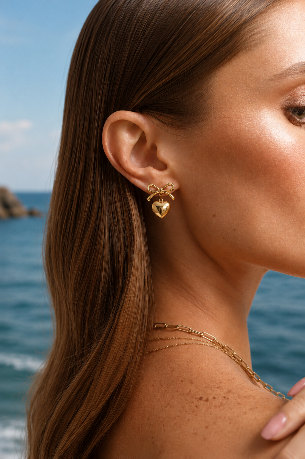 Bow Heart Drop Earrings product view 2