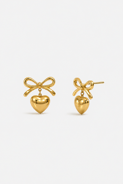 Bow Heart Drop Earrings product view 1
