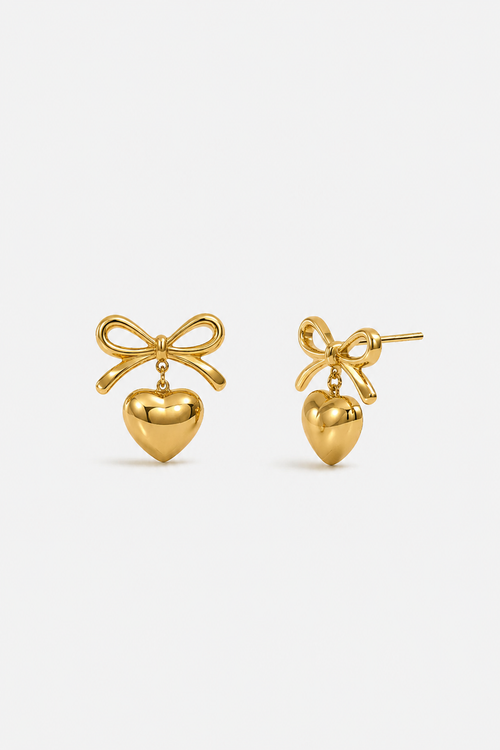 Bow Heart Drop Earrings product view 1
