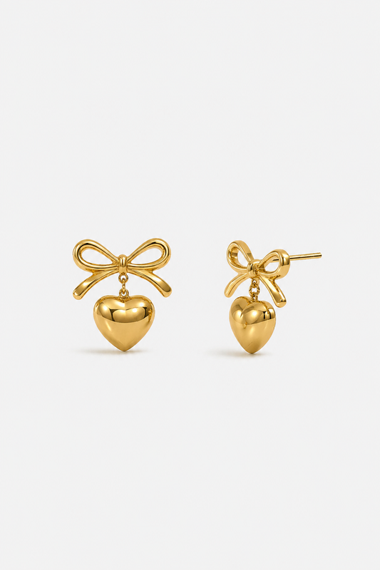 Bow Heart Drop Earrings product view 1