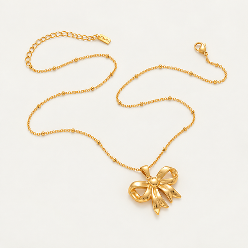Polished Bow Pendant Necklace