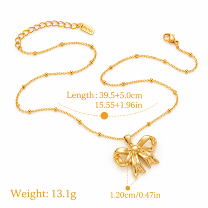 Polished Bow Pendant Necklace