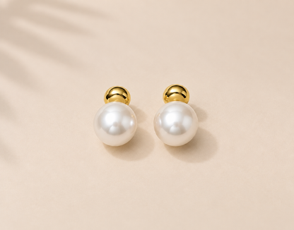 Oval Pearl Stud Earrings