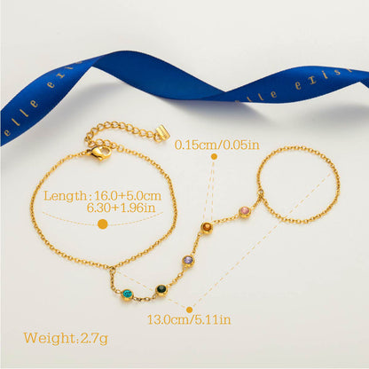 Celeste Gem Drop Hand Chain size and measurement guide