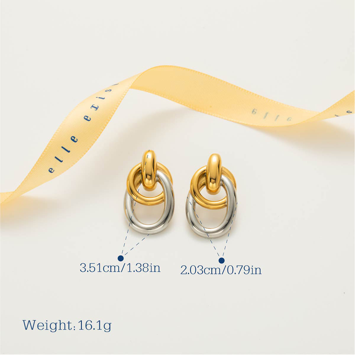 Two-Tone Sculpted Hoop Earrings size and measurement guide