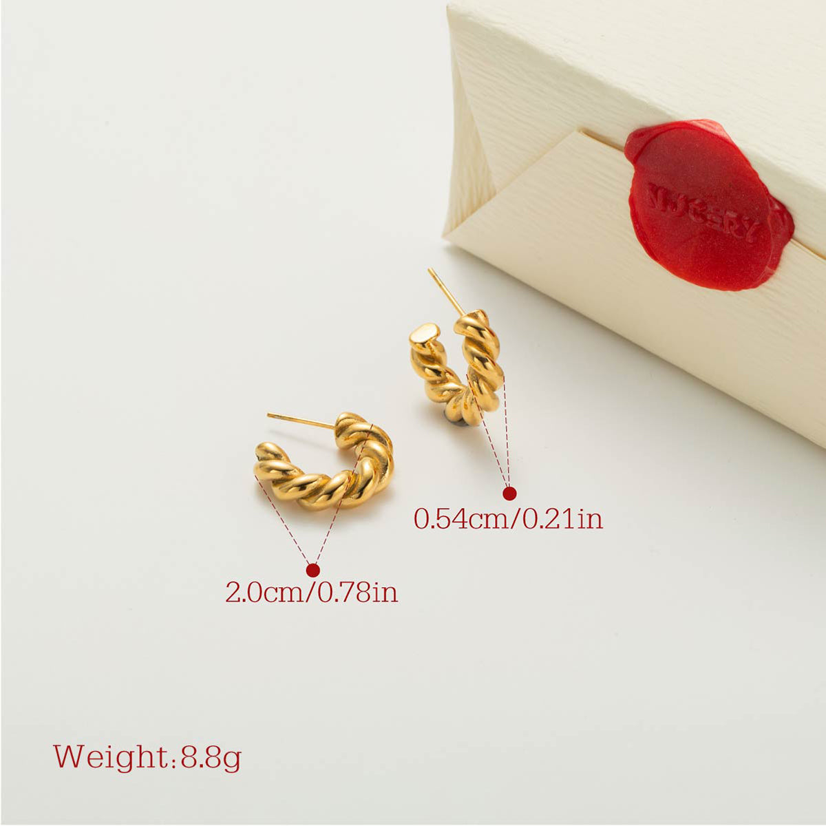 Two-Tone Statement Earrings size and measurement guide