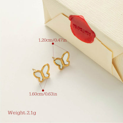 Butterfly Inlay Stud Earrings size and measurement guide