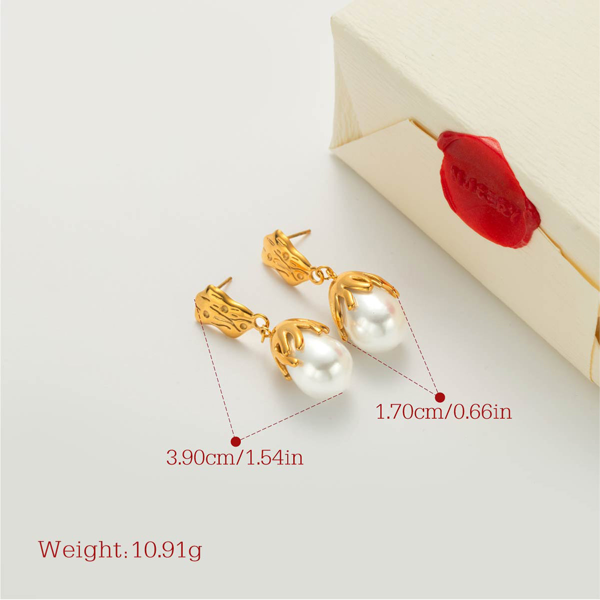 Geometric Pearl Earrings size and measurement guide