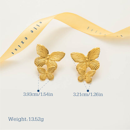 Double Butterfly Drop Earrings size and measurement guide