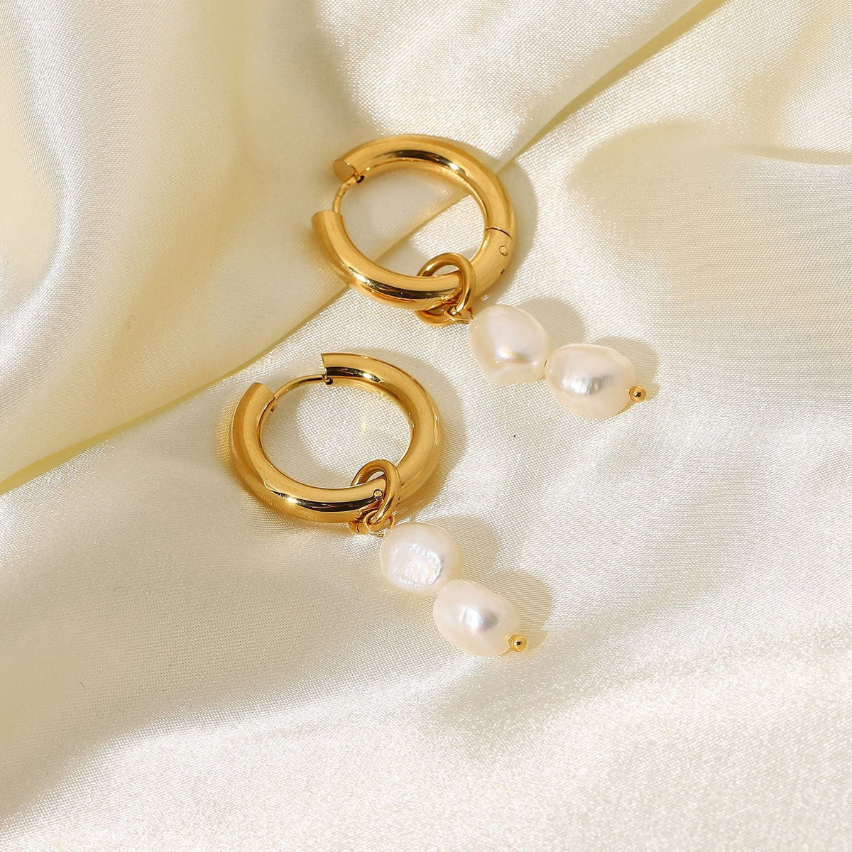 Double Pearl Drop Earrings product view 2