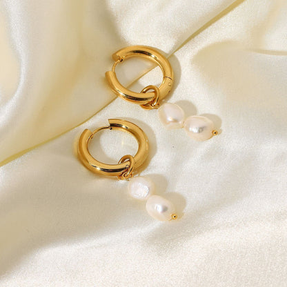 Double Pearl Drop Earrings product view 2
