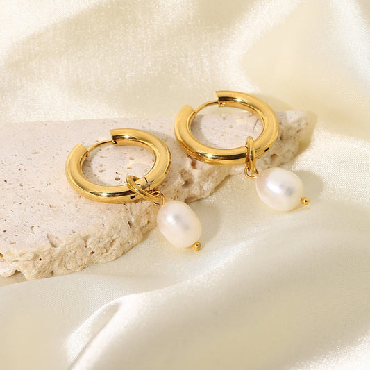 Double Pearl Drop Earrings product view 1