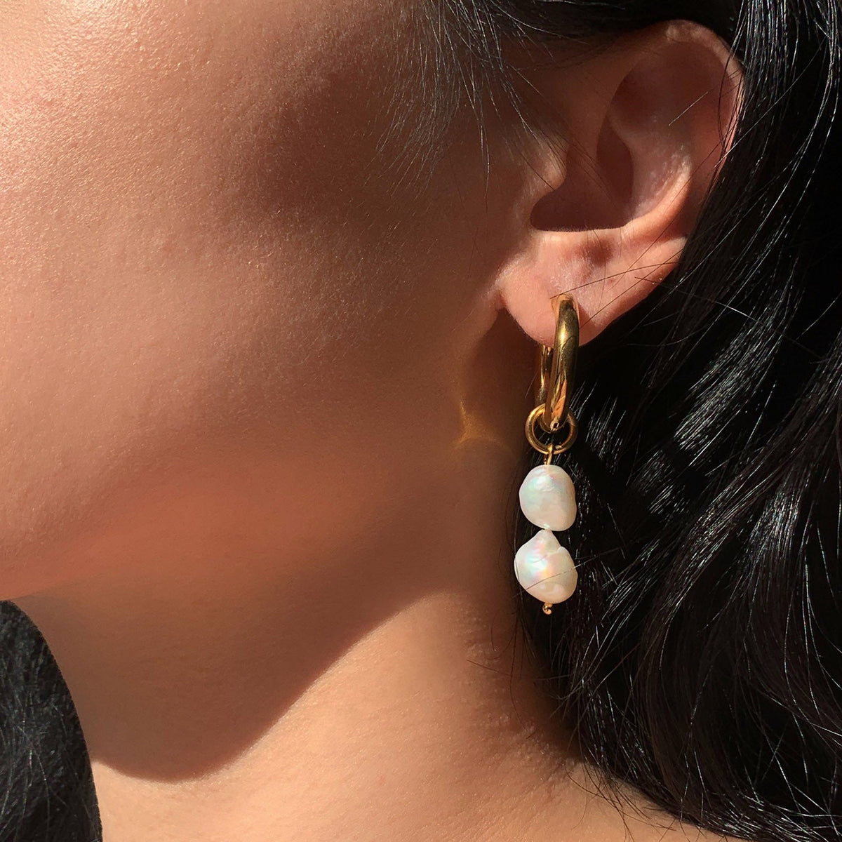 Double Pearl Drop Earrings product view 3