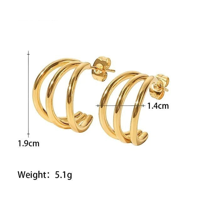 Triple-Line Hoop Earrings product view 4