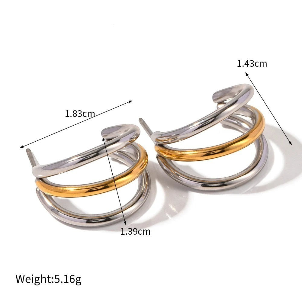 Triple-Line Hoop Earrings product view 6