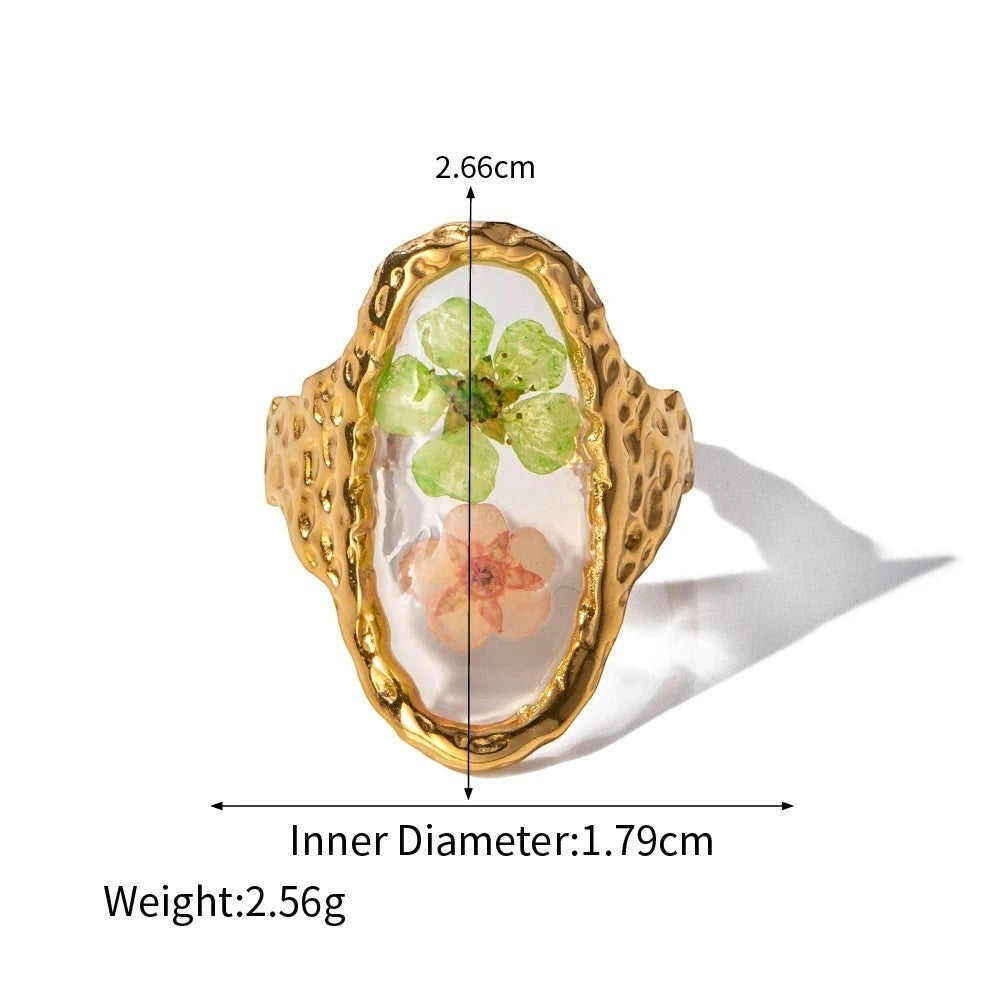 Pressed Blossom Resin Ring - view 6