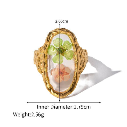 Pressed Blossom Resin Ring - view 6
