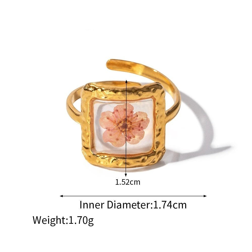 Pressed Blossom Resin Ring - view 9