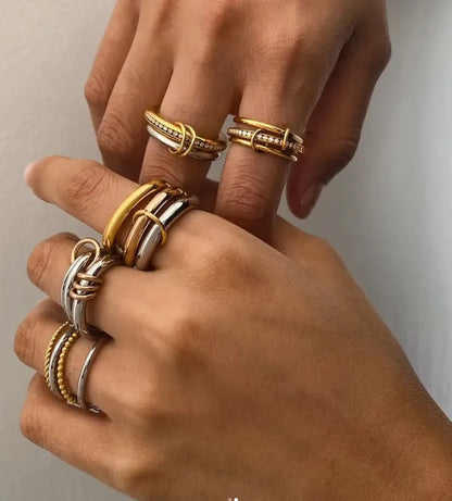 Mixed-Metal Zircon Statement Ring - view 3