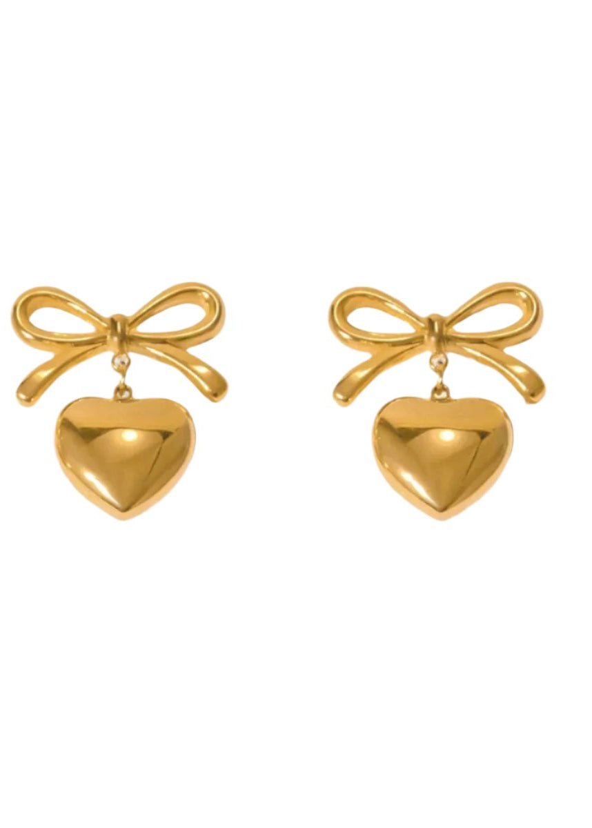 Bow Heart Drop Earrings product view 3