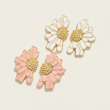 Pink & White Floral Stud Earrings product view 1