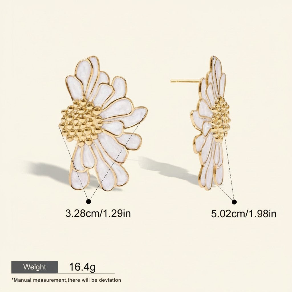 Pink & White Floral Stud Earrings product view 5