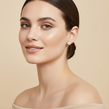 Round Zircon Stud Earrings product view 3