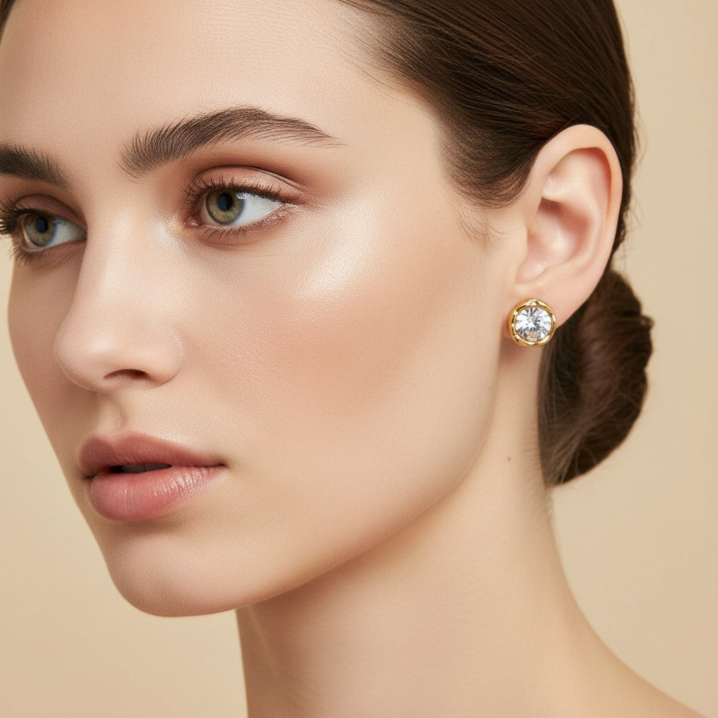 Round Zircon Stud Earrings product view 2