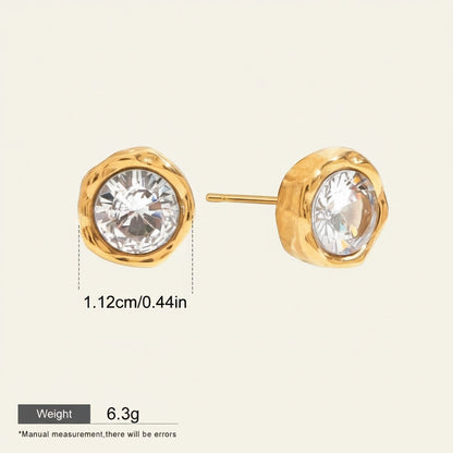 Round Zircon Stud Earrings product view 4