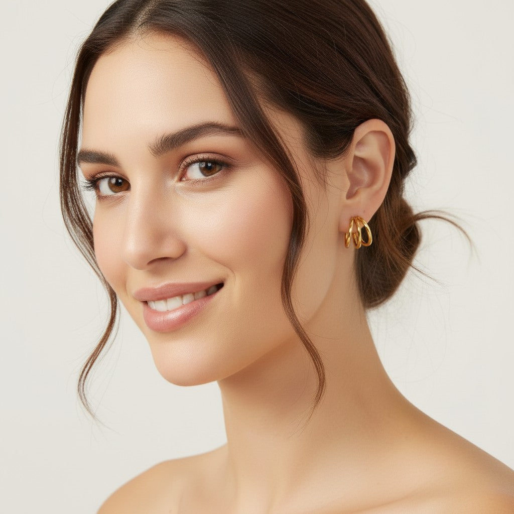 Triple-Line Hoop Earrings product view 3