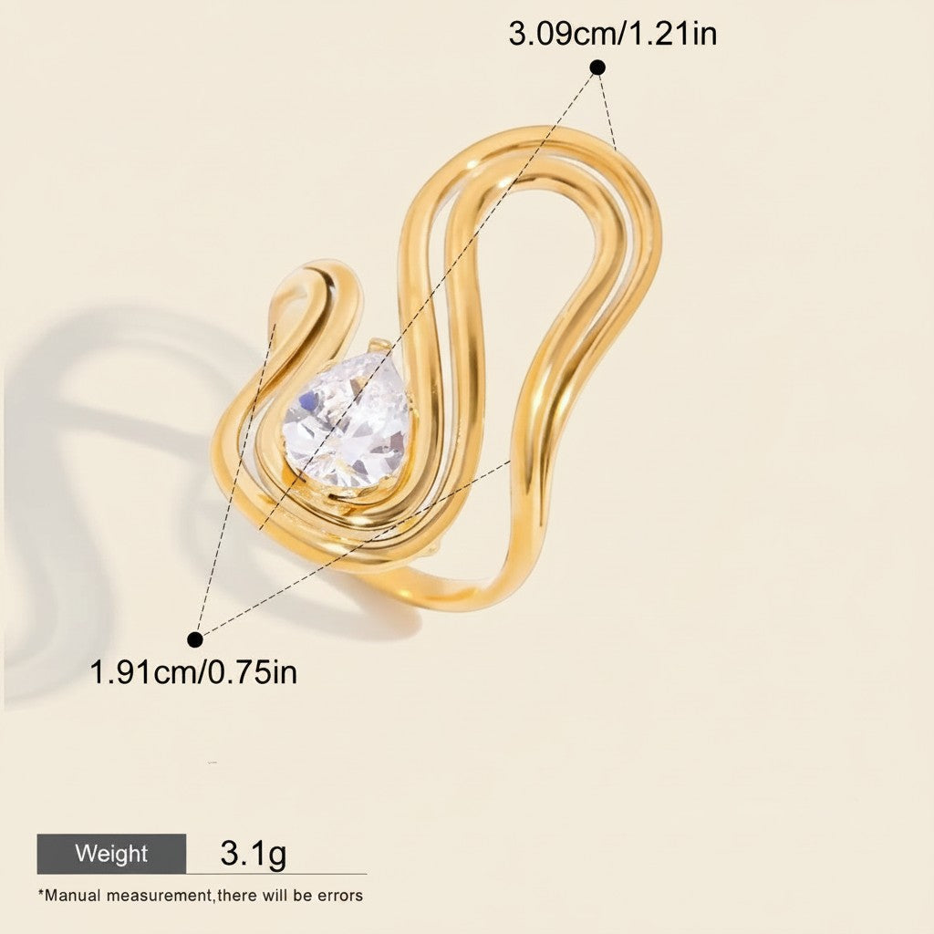 Geometric Crystal Open Ring - view 4